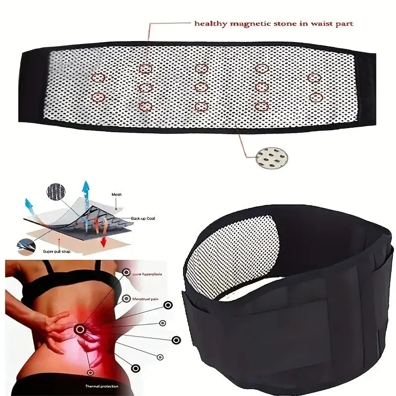 NNEOBA Adjustable Self-Heating Magnetic Therapy Waist & Back Support Belt Black