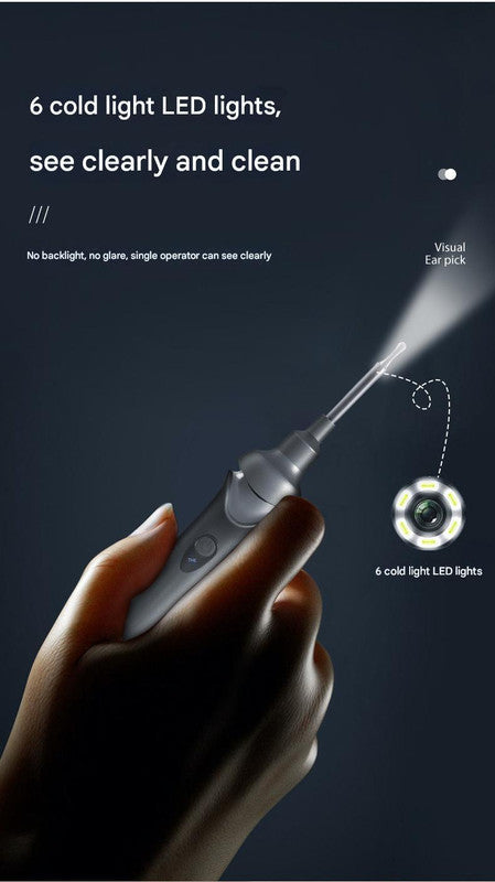 NNEDSZ Black Rechargeable Visual Electric Ear Cleaner with LED Light - Safe and Effective Ear Wax Removal Tool for Adults and Children