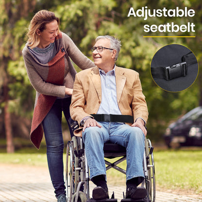 NNEMB 24 Folding Wheelchair Alloy with Brakes Folding Armrests for Dining