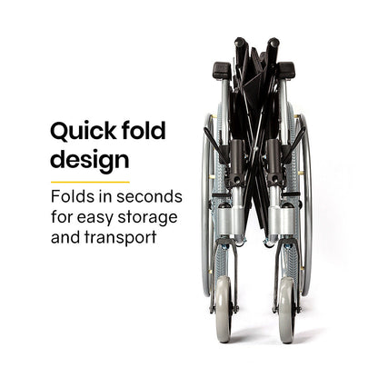 NNEMB 24 Folding Wheelchair Alloy with Brakes Folding Armrests for Dining