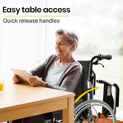 NNEMB 24 Folding Wheelchair Alloy with Brakes Folding Armrests for Dining