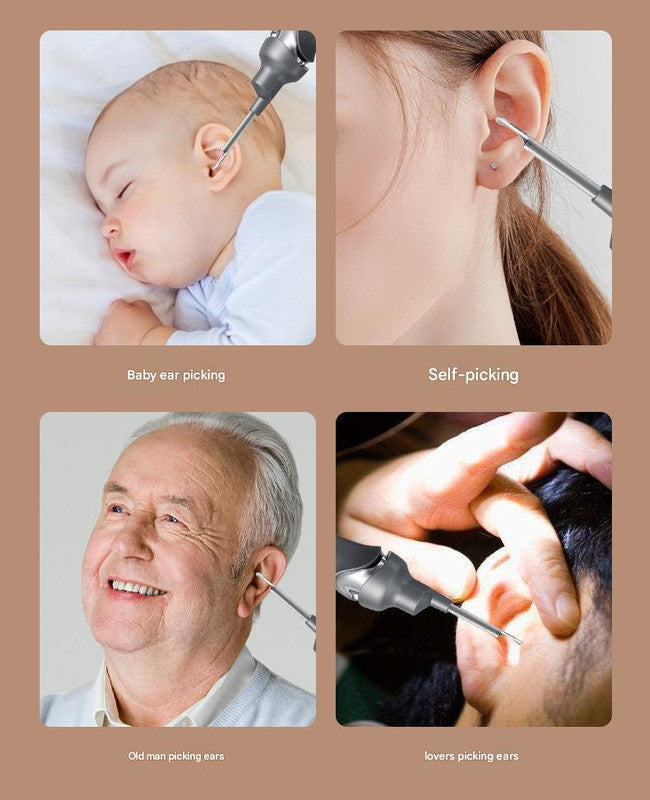 NNEDSZ Black Rechargeable Visual Electric Ear Cleaner with LED Light - Safe and Effective Ear Wax Removal Tool for Adults and Children