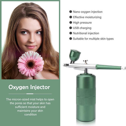 NNEDSZ Pink Portable Oxygen Infusion Nano Spray Facial Beauty Instrument – High Pressure Needle-Free Skin Care Mist Sprayer
