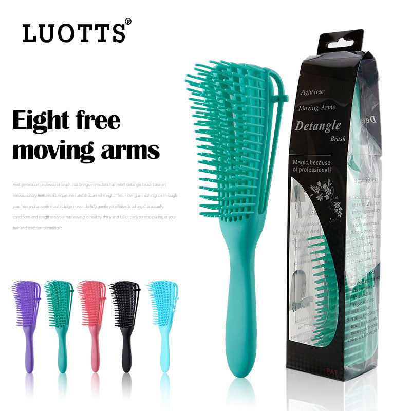 NNEDSZ 3PCS Purple Octopus-Style Detangling Brush - 8 Flexible Arms for Effortless Hair Styling