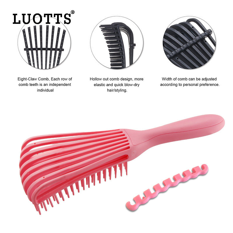 NNEDSZ 3PCS Purple Octopus-Style Detangling Brush - 8 Flexible Arms for Effortless Hair Styling