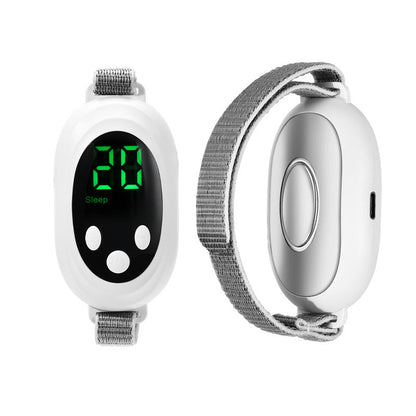 NNEDSZ White Portable Sleep Aid Device - EMS Pulse Relaxation & Stress Relief Gadget with LED Display, Adjustable Wrist Strap