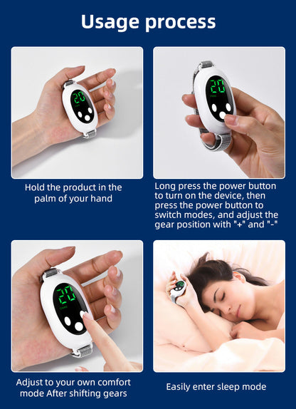 NNEDSZ White Portable Sleep Aid Device - EMS Pulse Relaxation & Stress Relief Gadget with LED Display, Adjustable Wrist Strap
