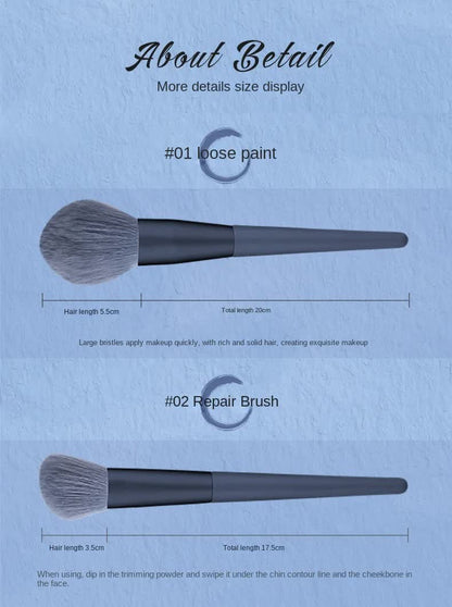 NNEDSZ Gray purple 12-Piece Professional Makeup Brush Set with Cosmetic Bag - Premium Synthetic Fiber, Wooden Handle, Aluminum Tube