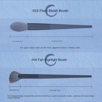 NNEDSZ Gray purple 12-Piece Professional Makeup Brush Set with Cosmetic Bag - Premium Synthetic Fiber, Wooden Handle, Aluminum Tube