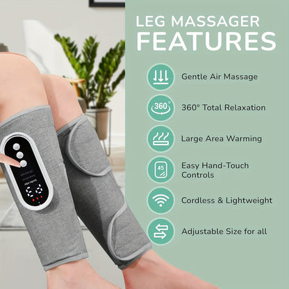 NNETM Cordless Air Compression Leg Massager with Heating Function(Grey)